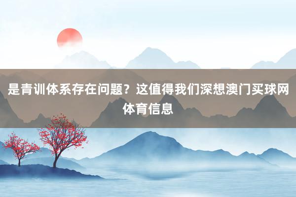 是青训体系存在问题？这值得我们深想澳门买球网体育信息